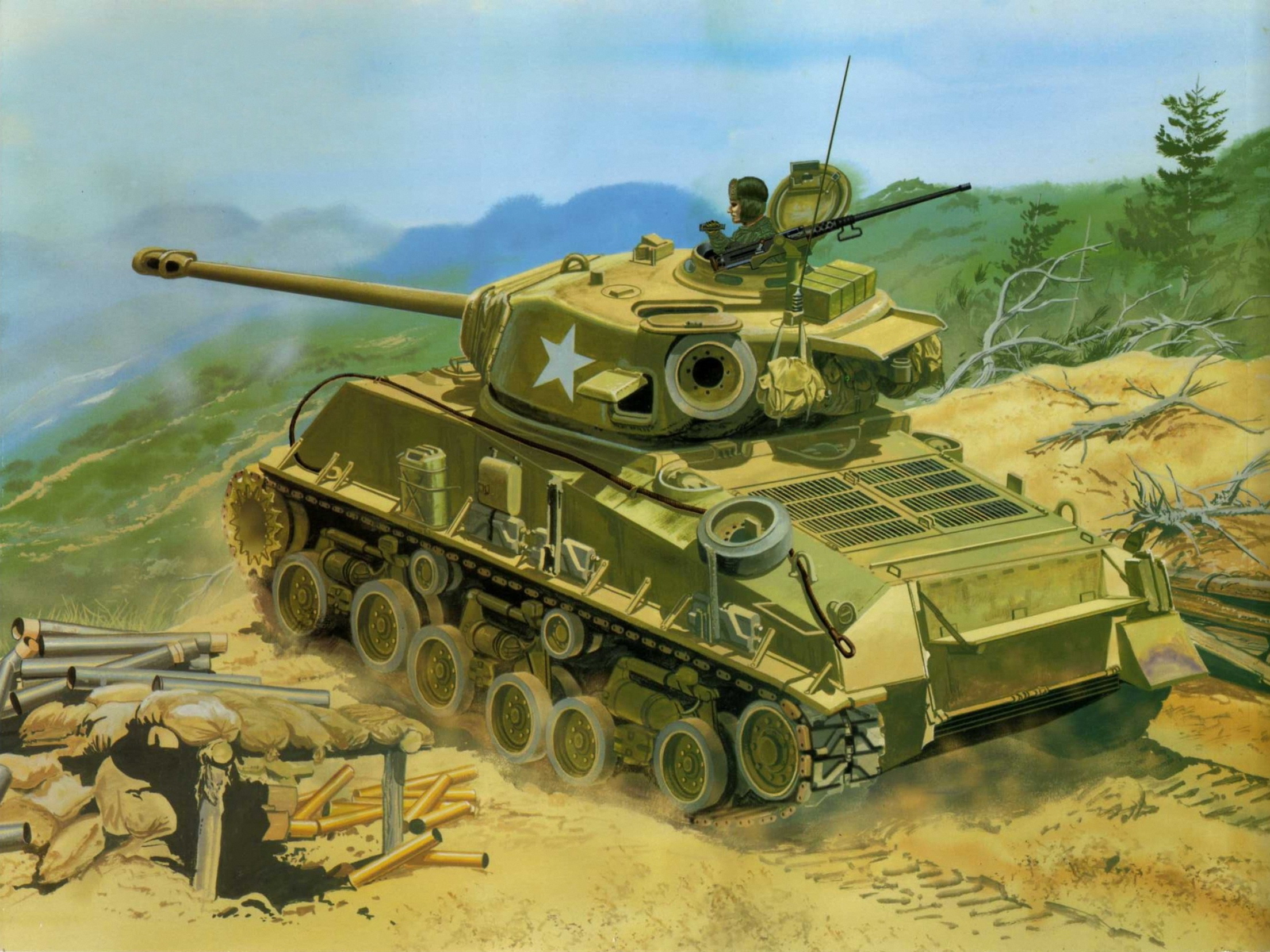Военный ис. M4a3e8 Sherman арт. М4 Шерман арт. Танк Шерман арт.